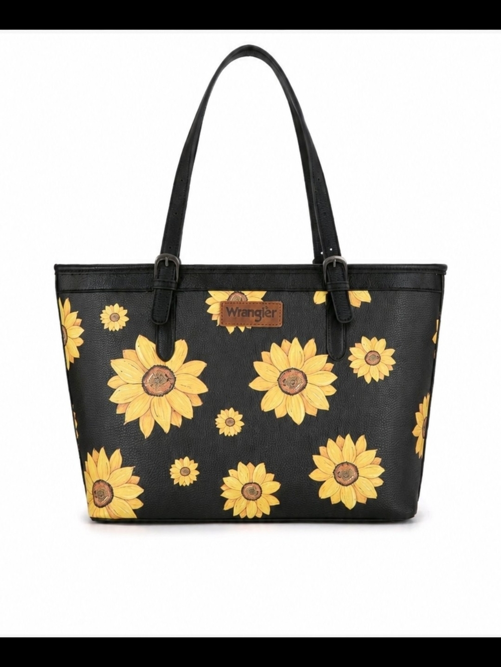 Wrangler Black Tote with Yellow Sunflower Motif